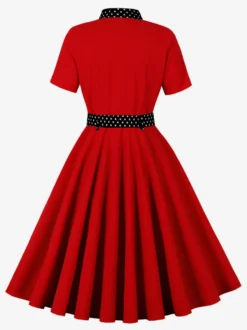 Robe chemise rétro à pois avec cravate et ceinture robe mi-longue d'inspiration vintage pour femme 2026