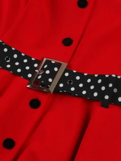 Robe chemise rétro à pois avec cravate et ceinture robe mi-longue d'inspiration vintage pour femme 2026