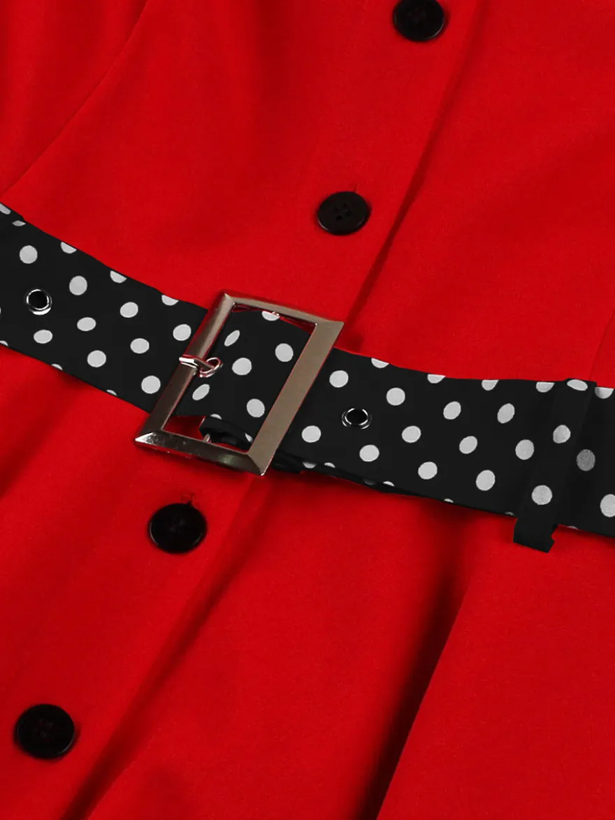 Robe chemise rétro à pois avec cravate et ceinture robe mi-longue d'inspiration vintage pour femme 2026
