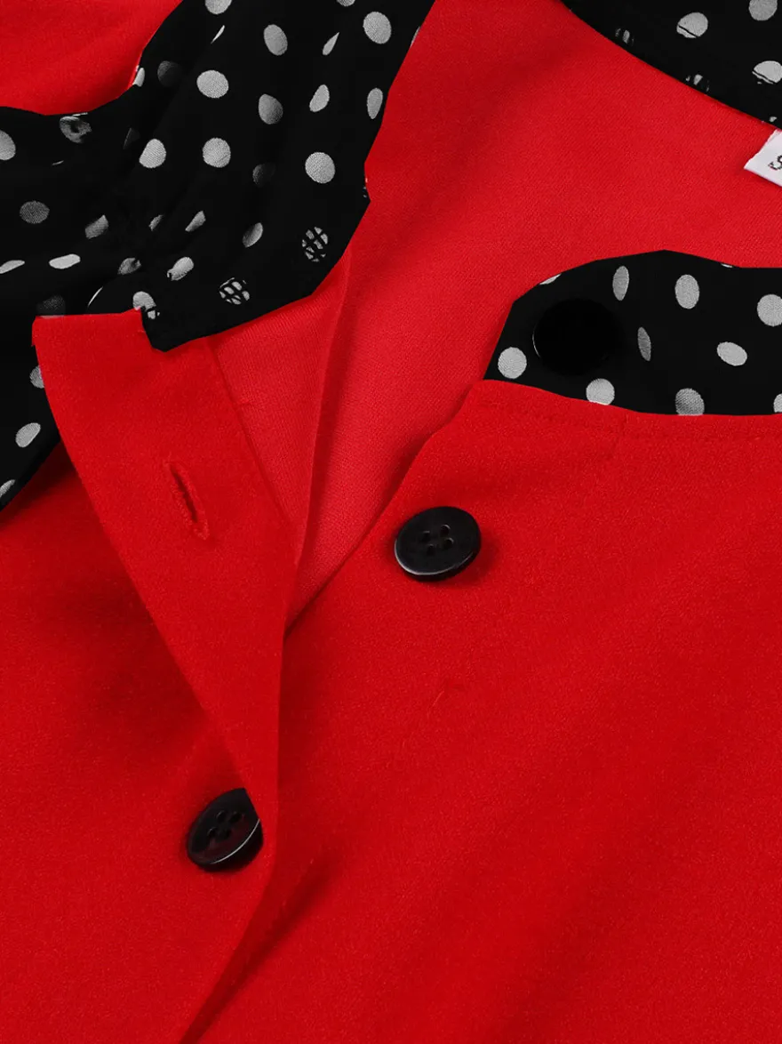 Robe chemise rétro à pois avec cravate et ceinture robe mi-longue d'inspiration vintage pour femme 2026