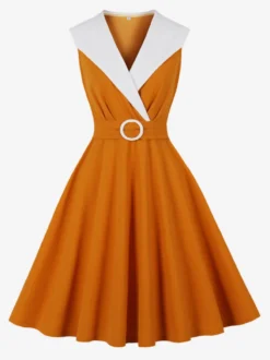 Robe cocktail swing vintage années 1950 sans manches taille moyenne style rétro