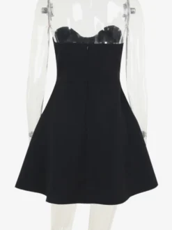 Robe Coquette à nœud pour femme - Robe mini bustier en forme de cœur - Idéale pour une fête d'anniversaire d'été 2026