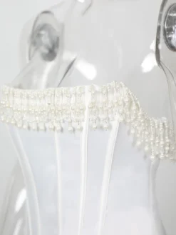 Robe Corset Frange Plissée À Lacets Dos Bal Fête D'anniversaire Robes Midi