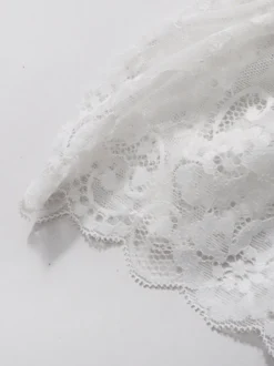 Robe courte blanche en dentelle pour femme épaules dénudées et taille haute Daily Dresses