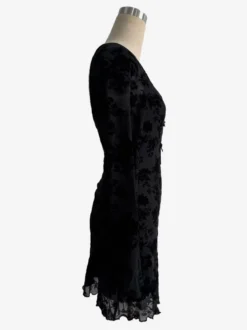 Robe courte à manches évasées nœud et imprimé floral floqué pour femme 2026