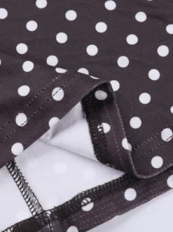 Robe courte à pois pour femme - Marron chocolat vintage col en V manches longues moulante - Idéale pour les fêtes de printemps 2026