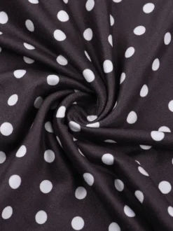 Robe courte à pois pour femme - Marron chocolat vintage col en V manches longues moulante - Idéale pour les fêtes de printemps 2026
