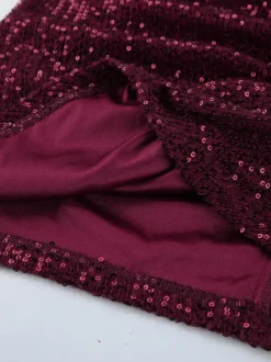 Robe courte à sequins scintillants pour femme - Décolleté plongeant sexy manches longues coupe moulante froncée - Tenue de cocktail printanière 2026