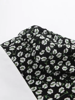 Robe courte vintage à fleurs pour femme - Manches bouffantes et ceinture - Col pointu - Tenue romantique pour une soirée en amoureux 2026