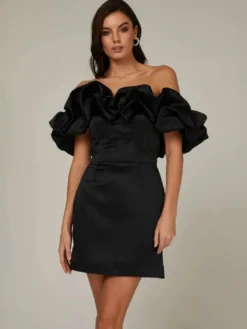 Robe cupcake chic sans bretelles fendue mini robes de fête d'anniversaire