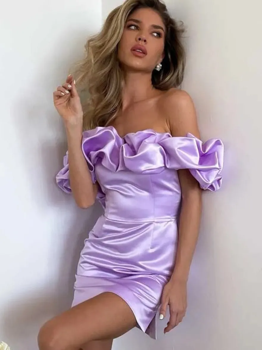 Robe cupcake chic sans bretelles fendue mini robes de fête d'anniversaire
