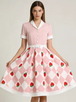 Robe de cocktail swing vintage années 1950 pour femme sans manches style rétro