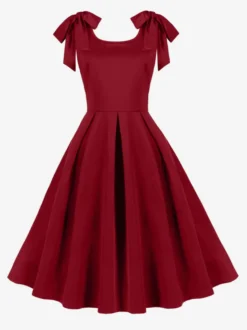 Robe de cocktail swing vintage années 1950 pour femme sans manches style rétro