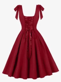 Robe de cocktail swing vintage années 1950 pour femme sans manches style rétro