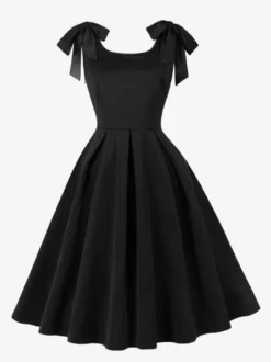 Robe de cocktail swing vintage années 1950 pour femme sans manches style rétro