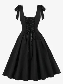 Robe de cocktail swing vintage années 1950 pour femme sans manches style rétro