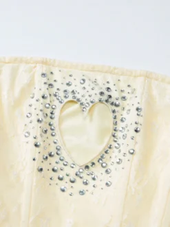 Robe de soirée abricot en polyester à motif cœurs sans manches bustier robe d'été