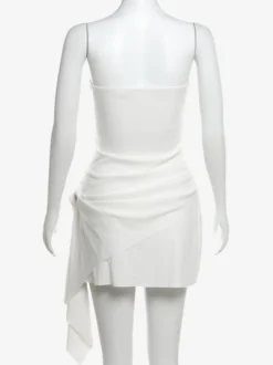 Robe de soirée blanche sans manches robe semi-formelle sans bretelles
