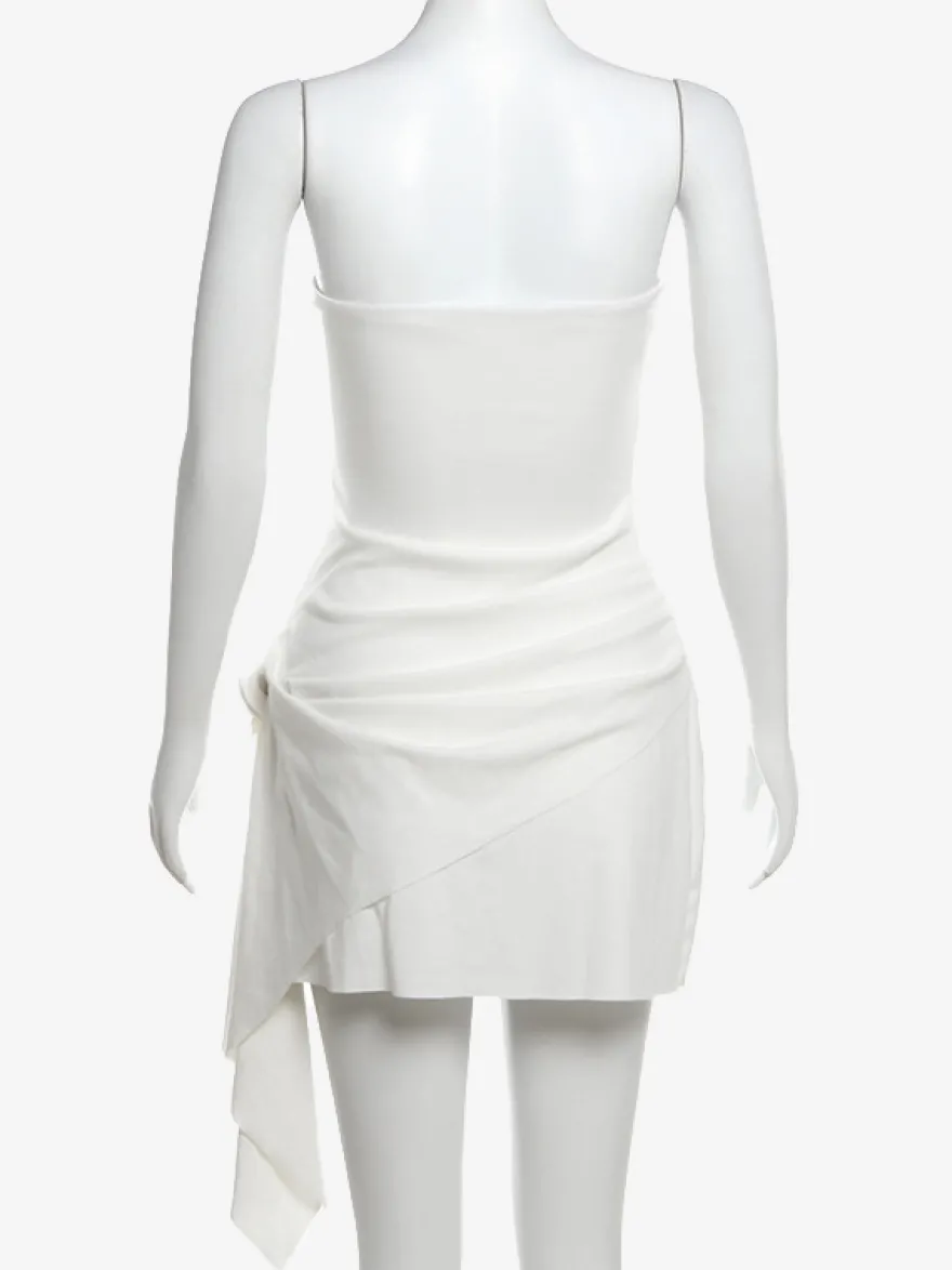 Robe de soirée blanche sans manches robe semi-formelle sans bretelles