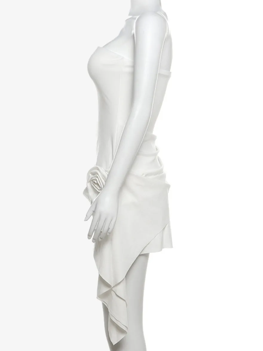 Robe de soirée blanche sans manches robe semi-formelle sans bretelles