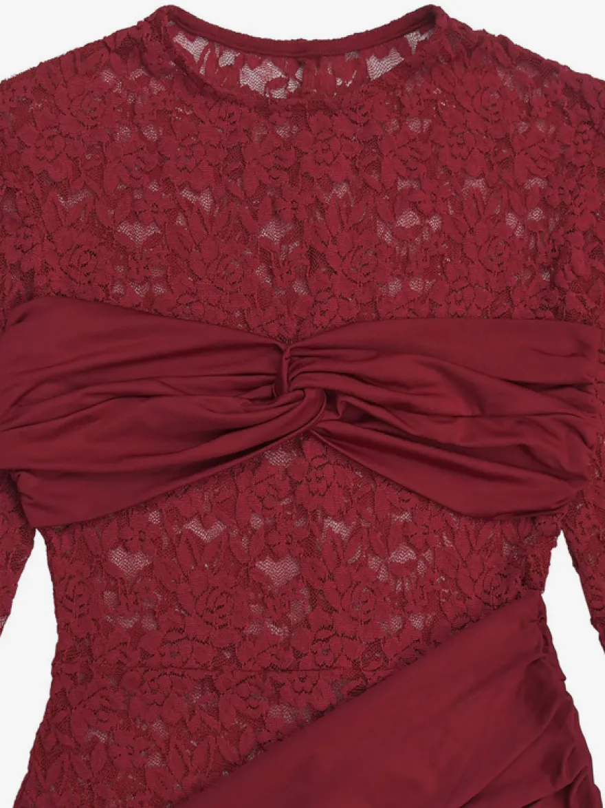 Robe de soirée blanche sirène maxi sexy semi-formelle en dentelle à col bijou et manches longues