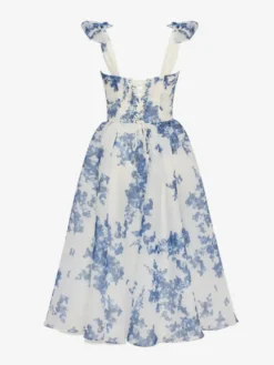 Robe De Soirée Bleu Ciel Clair Bretelles Nœuds Col En Cœur Robe Semi-Formelle Mi-Longue