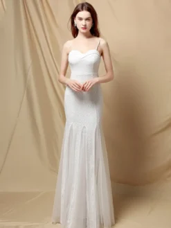 Robe De Soirée À Bretelles Longue Sirène Paillettes Dos Nu Robe Semi-Formelle Sexy
