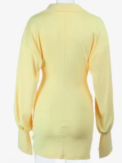 Robe de soirée cache-cœur mini robe à manches longues col froncé robe moulante de soirée