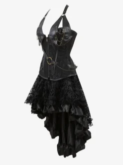 Robe de soirée corset noire sans manches à col en V et dos nu