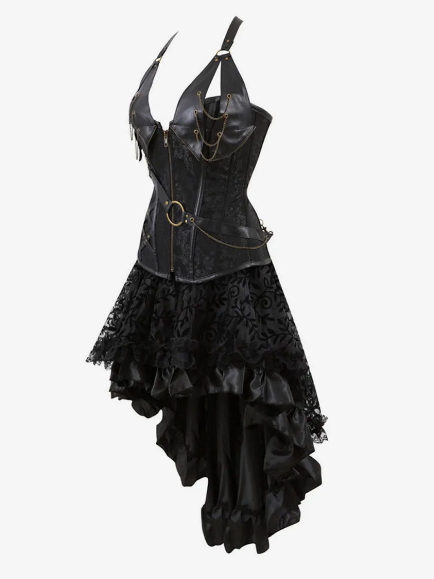 Robe de soirée corset noire sans manches à col en V et dos nu