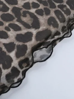 Robe de soirée imprimée léopard à manches longues robe d'été