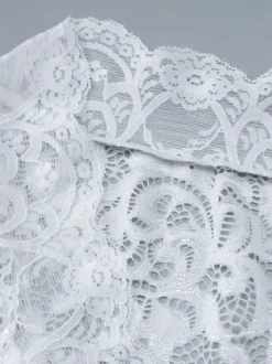 Robe de soirée longue blanche en dentelle à col en V et manches longues transparente sexy et semi-formelle