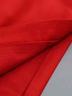 Robe de soirée longue élégante à rosettes pour femme - Robe moulante rouge en satin dos nu ornée de fleurs 3D - Bal de promo d'été 2026