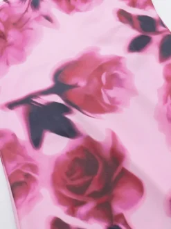 Robe de soirée longue rose à bretelles sans manches imprimée style décontracté/semi-formel