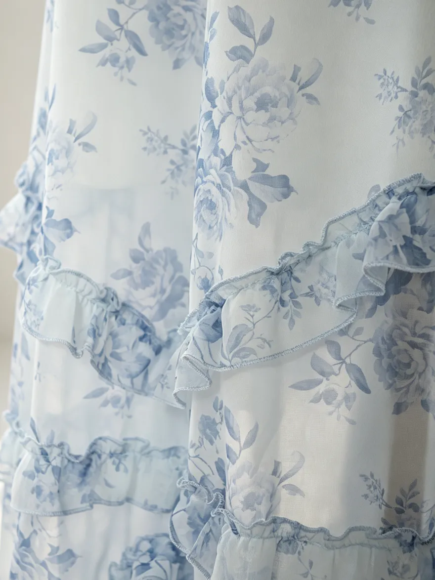 Robe de soirée longue à volants superposés et à bretelles fendues 2026