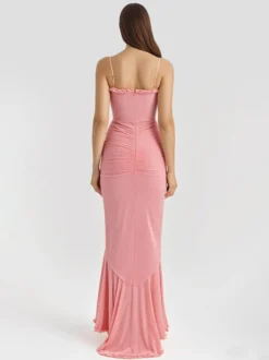 Robe de soirée longue à volants sur le devant pour femme 2026