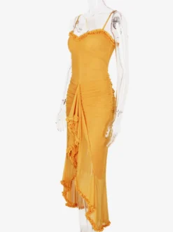 Robe de soirée longue à volants sur le devant pour femme 2026