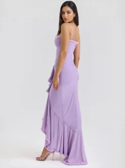 Robe de soirée longue à volants sur le devant pour femme 2026