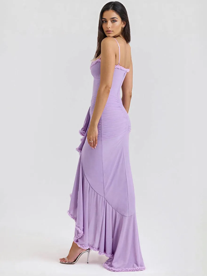 Robe de soirée longue à volants sur le devant pour femme 2026