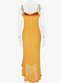 Robe de soirée longue à volants sur le devant pour femme 2026
