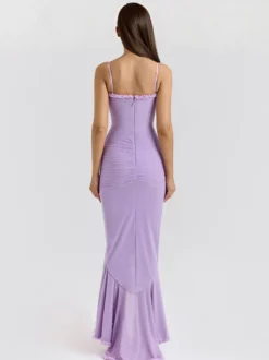 Robe de soirée longue à volants sur le devant pour femme 2026