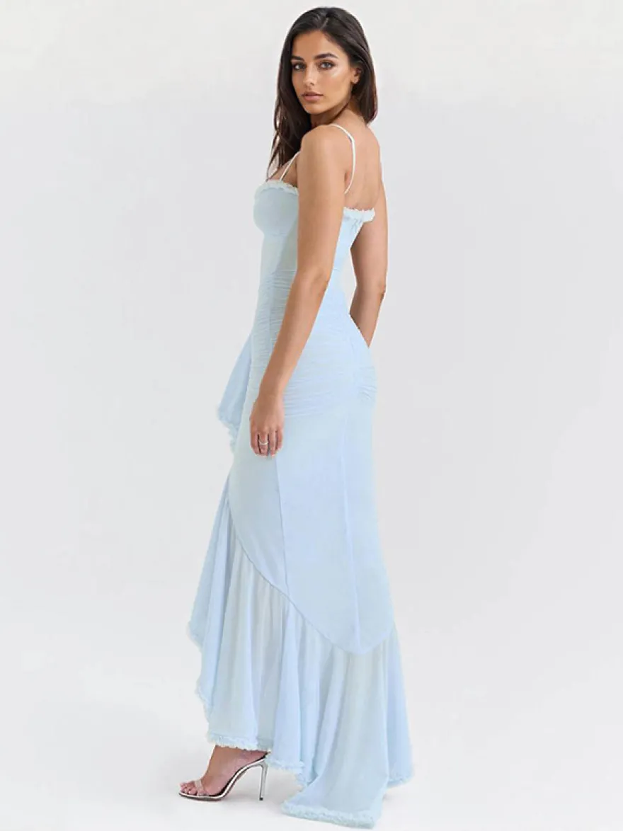 Robe de soirée longue à volants sur le devant pour femme 2026