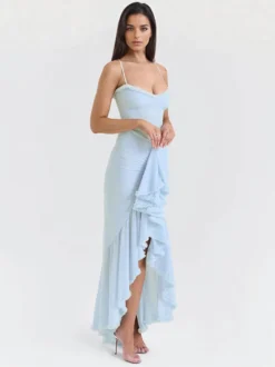 Robe de soirée longue à volants sur le devant pour femme 2026