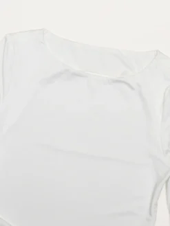 Robe de soirée maxi blanche à col rond et manches longues style semi-formel sexy