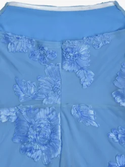 Robe de soirée maxi bleue bustier à fleurs sans manches dos nu élégante et semi-formelle