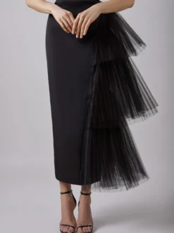 Robe de soirée maxi bleue sans bretelles fermeture éclair dos nu élégante et semi-formelle