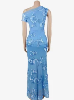 Robe de soirée maxi à fleurs roses sans manches élégante et semi-formelle