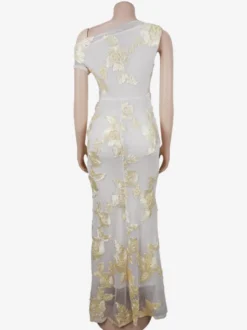 Robe de soirée maxi à fleurs roses sans manches élégante et semi-formelle