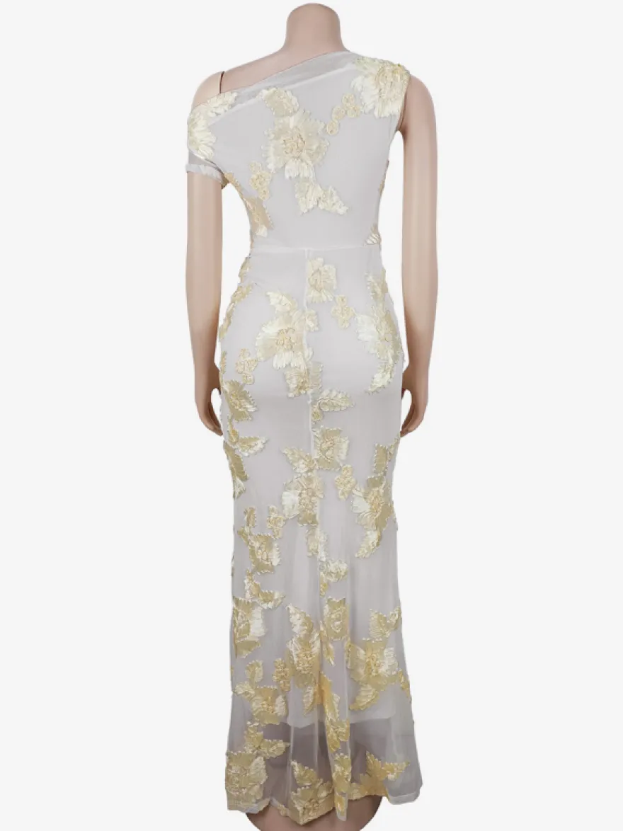 Robe de soirée maxi à fleurs roses sans manches élégante et semi-formelle