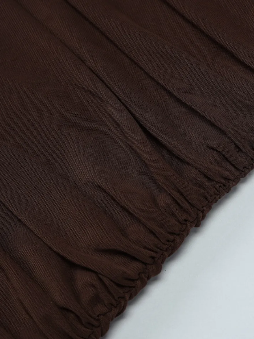 Robe de soirée maxi marron café sans bretelles plissée sexy semi-formelle robe d'été